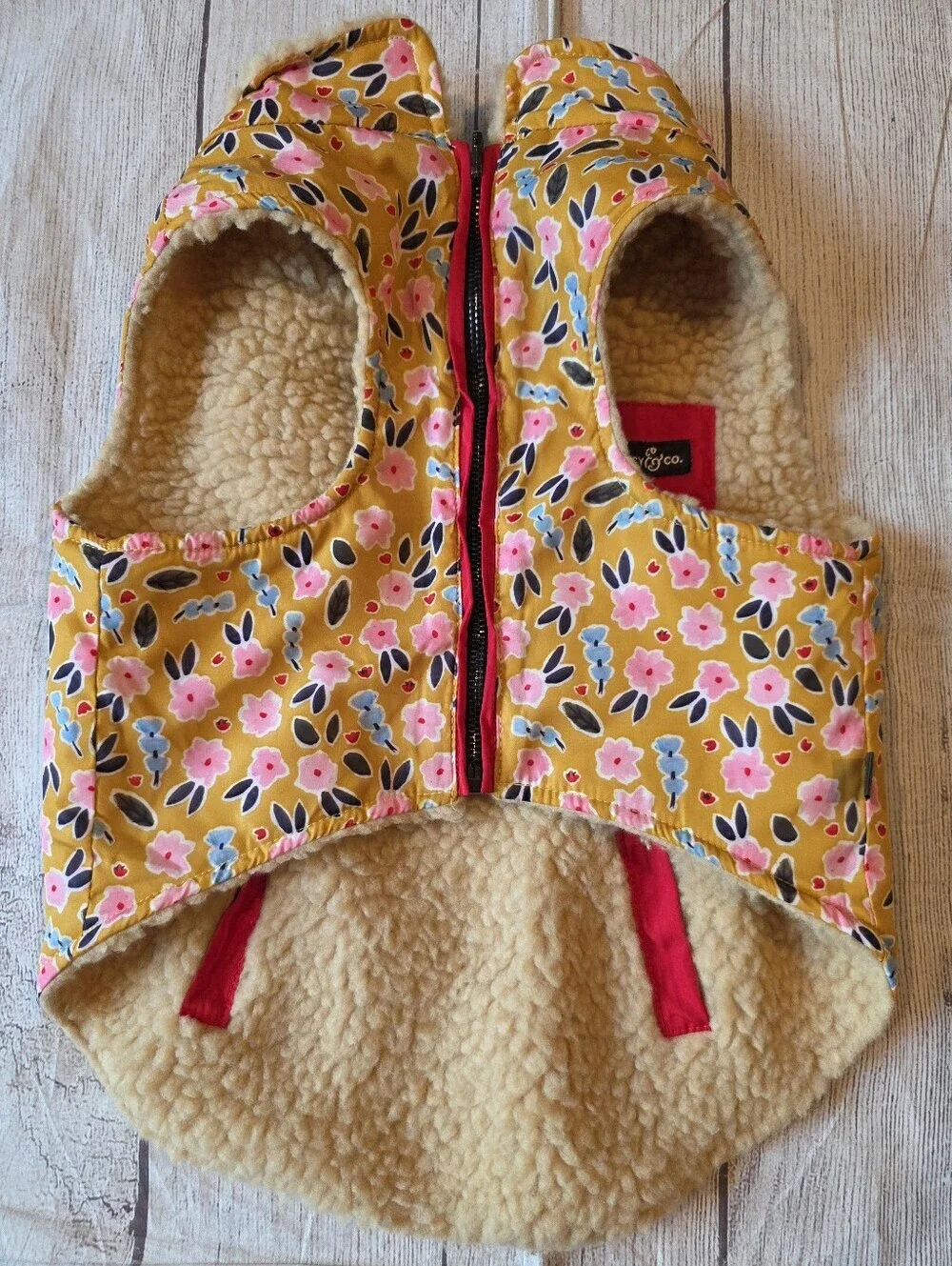 LUCY & CO Size Large Reversible Teddy Sherpa Fleece Vest Dog Little Lamb Print
